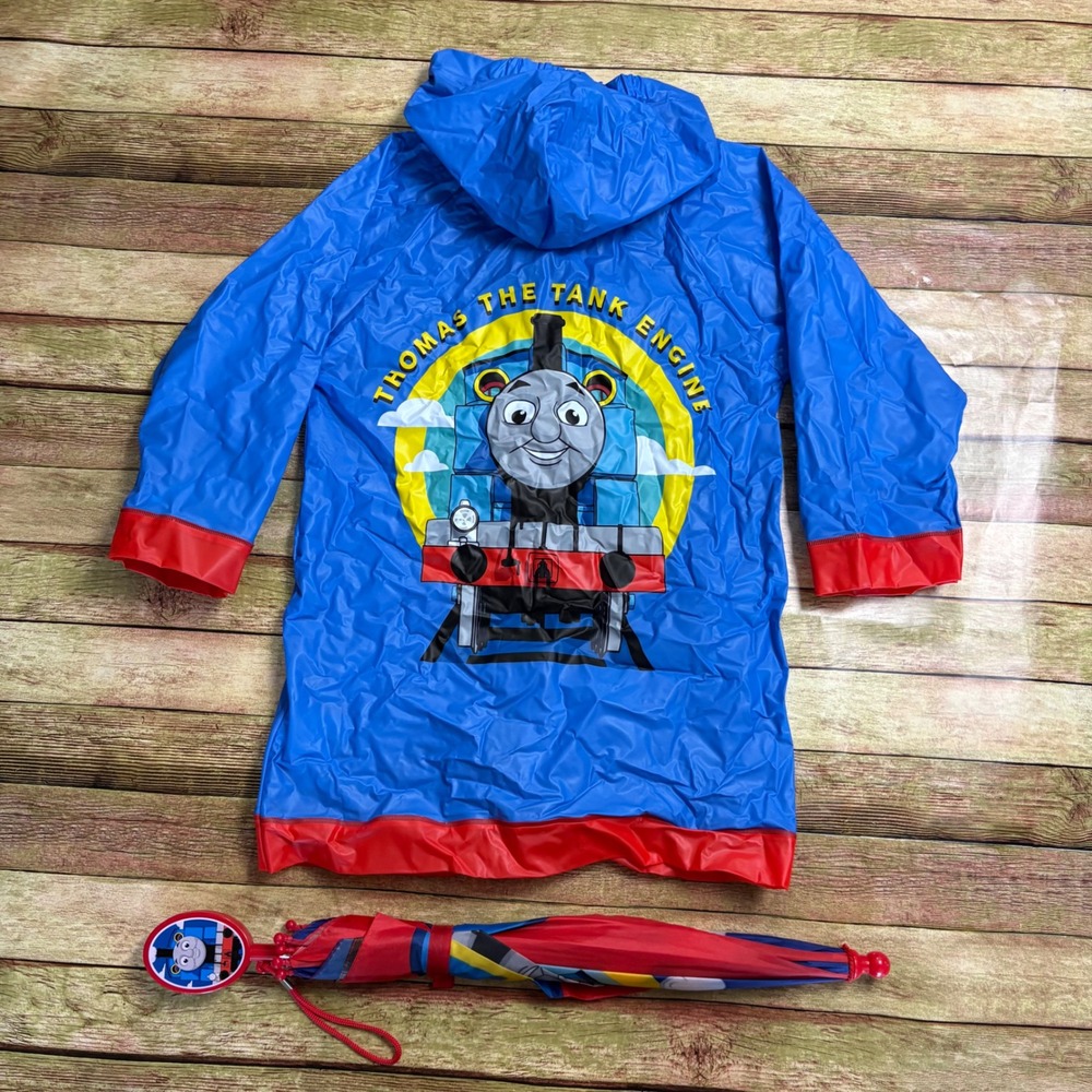 Thomas the Tank Engine Rain Set 2pc Hooded Raincoat & Matching Umbrella Size M